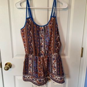 Mine - Blue, orange patterned romper